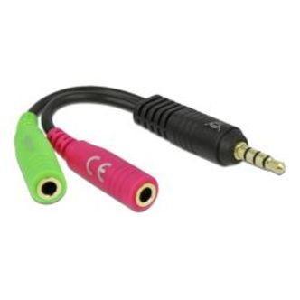 Delock Headset Adapter 1x3.5mm 4pin Stereo Jack Ma&gt;2x3.5mm 3pin