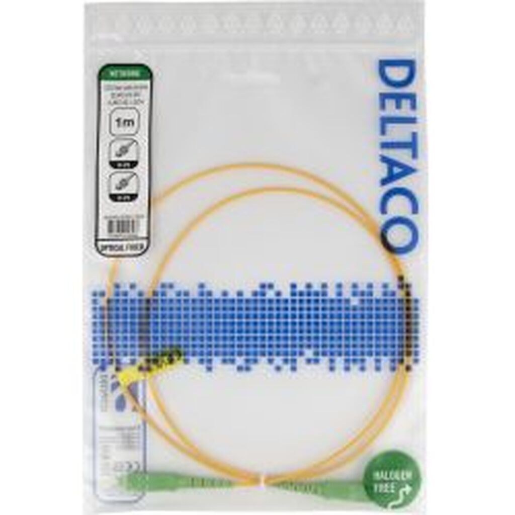 Deltaco Os2 Fiber Cable, Sc - Sc, Simplex, Apc/apc, 1,0m