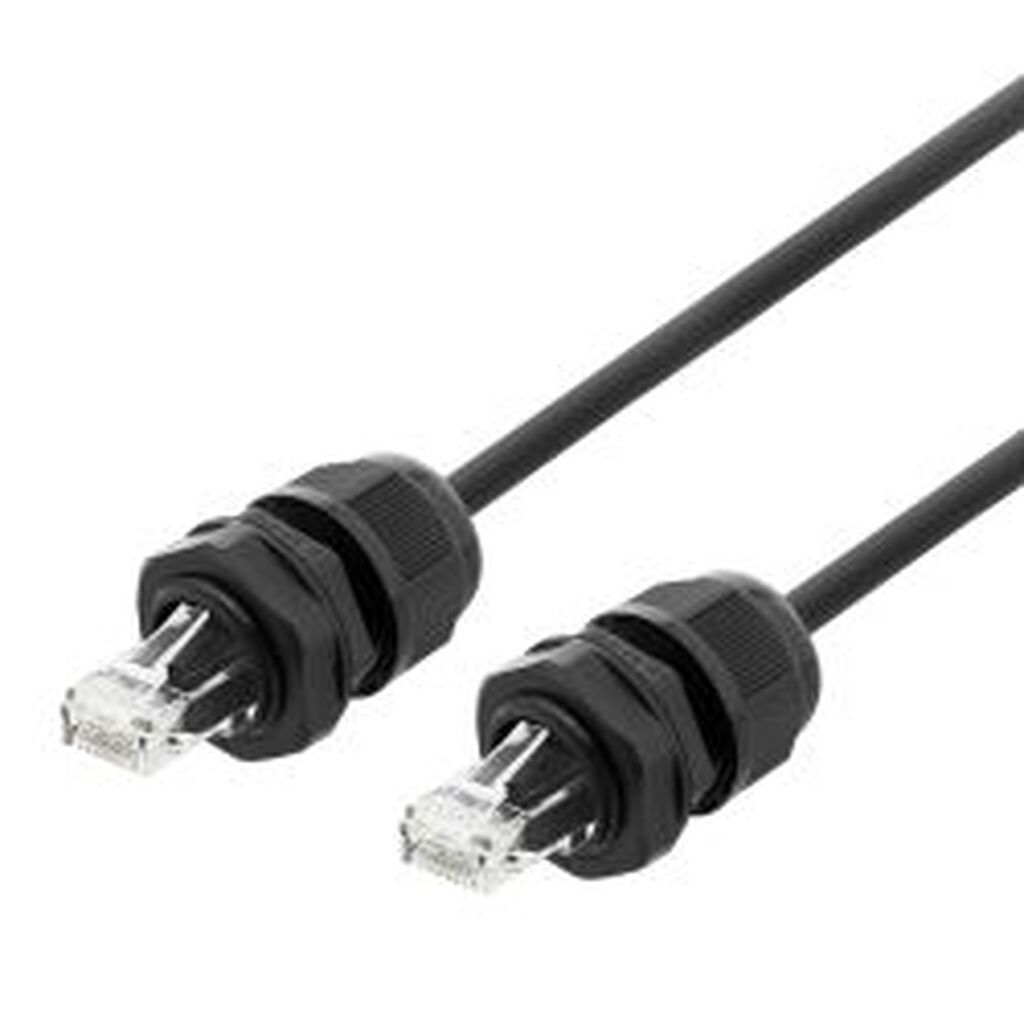 Deltaco S/ftp Cat6a Patch Cable, 2m, Ip68, Pg13.5, Black