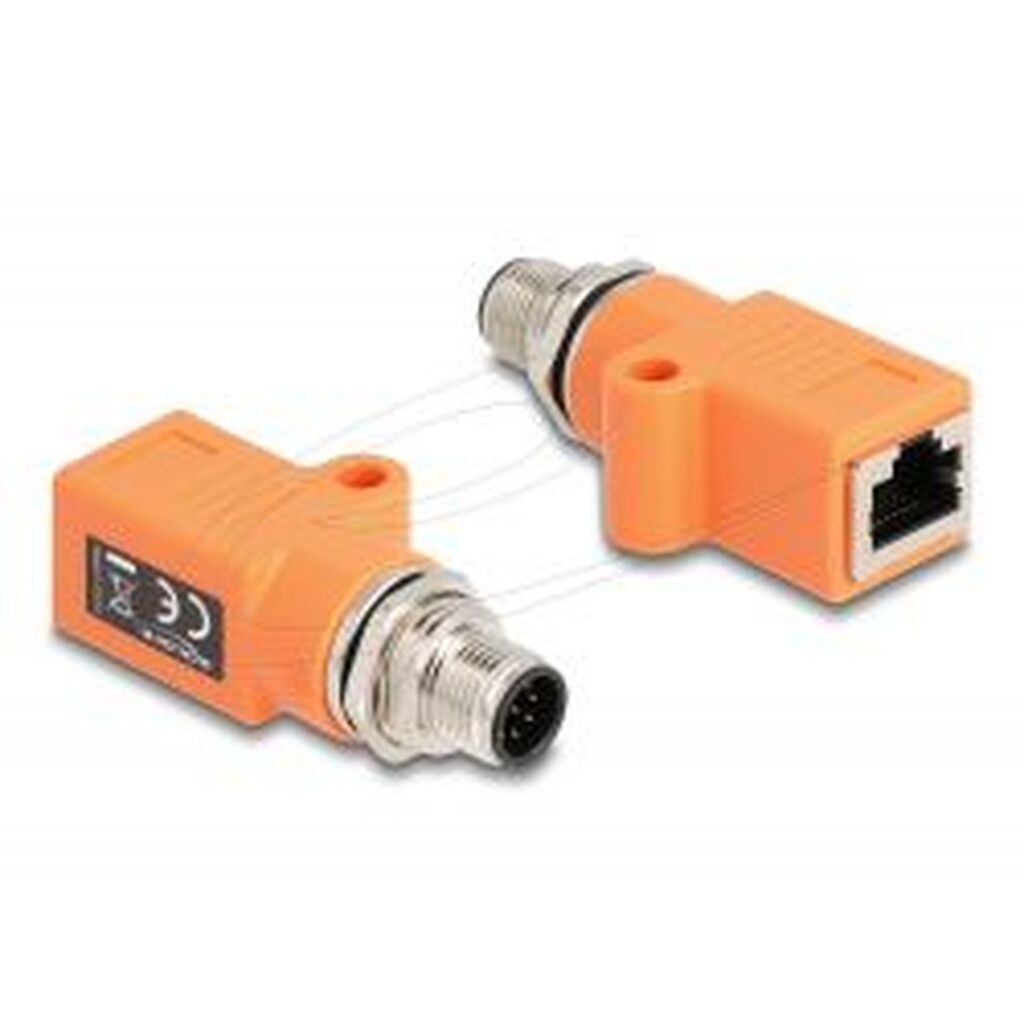 Delock M12 A-code 8m To Rj45 Cat.5e Str Orange W/ Mount Hole