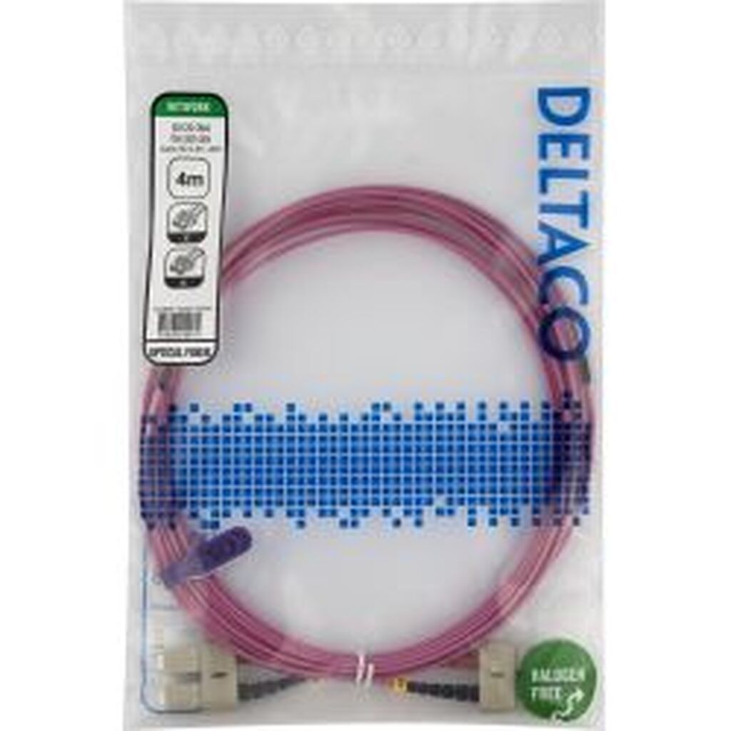 Deltaco Om4 Fiber Cable, Sc - Sc, Duplex, Multimode, 4,0m