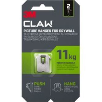 3M Claw Hook for drywall, hold 11 kg, 2 hooks - Tilbehør til foto