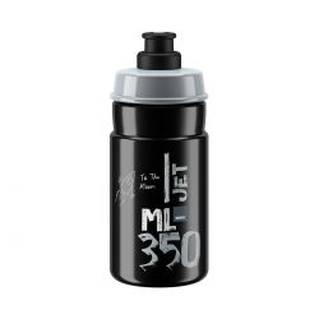 Elite Bottle Jet Black Grey Logo 350ml - Drikkeflaske