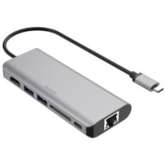 Deltaco Usb-c Docking Station, 1x Hdmi/rj45/2x Usb-a/sd, Space Grey - Tilbehør til computer