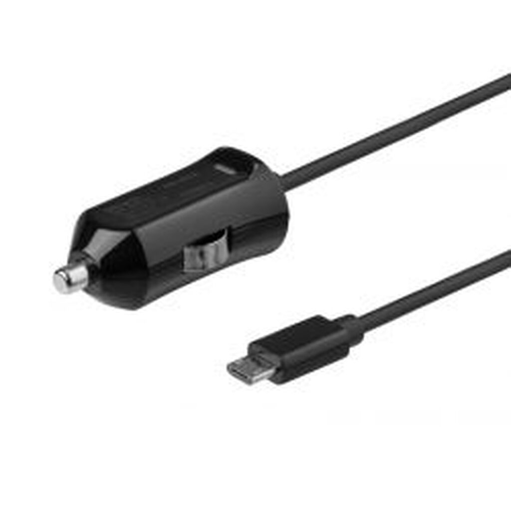 Deltaco Micro Usb Car Charger, 2.4 A, 1 M Fixed Cable, 12 W, Black - Ledning