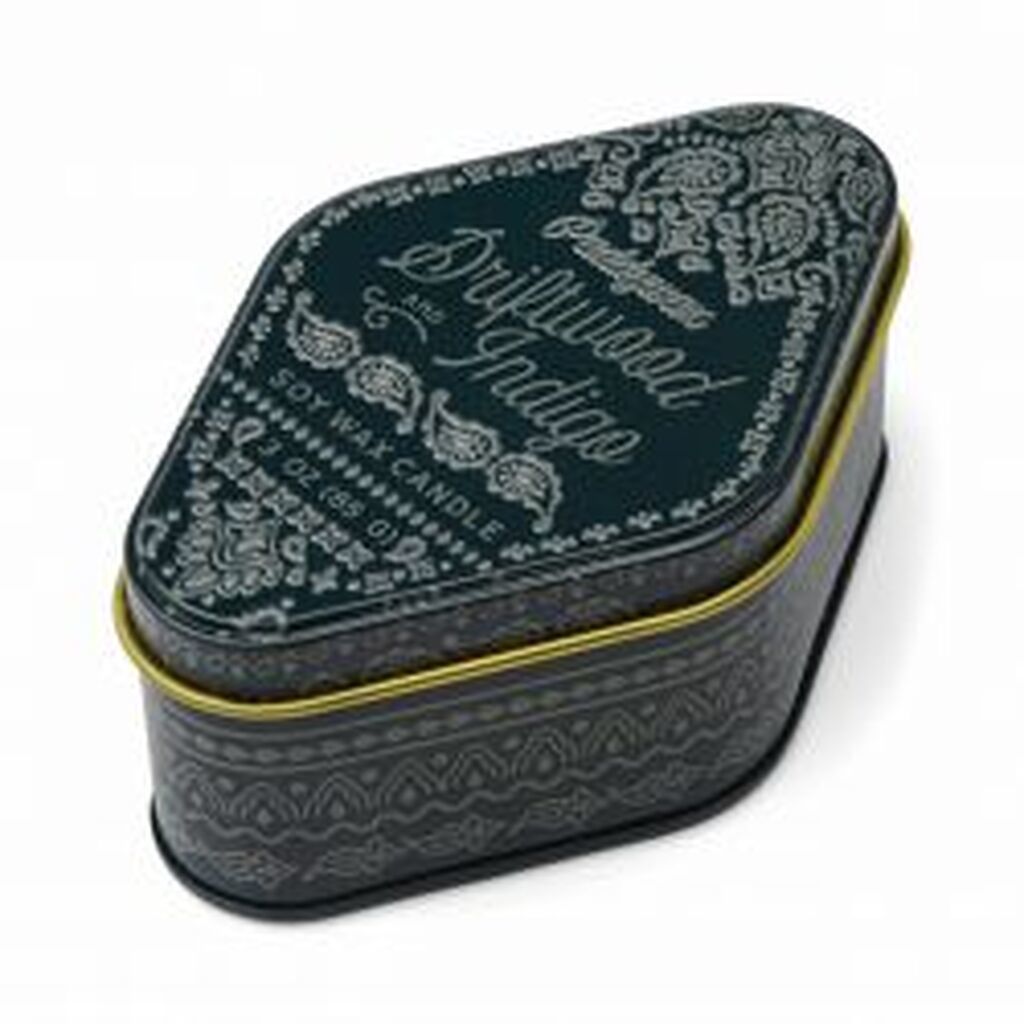 Paddywax Station 3.5oz/99g Printed Tin - Driftwood & Indigo - Duftlys