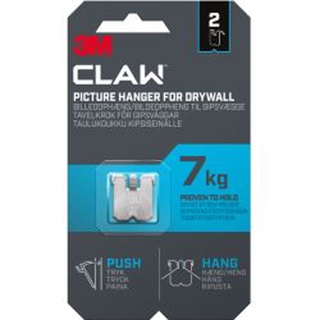 3M Claw Hook for drywall, hold 7 kg, 2 hooks - Tilbehør til foto