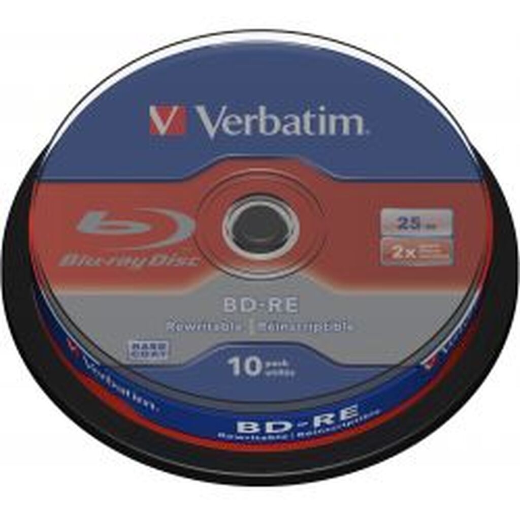 Verbatim Bd-re Sl, 2x, 25gb/200min, 10-pack Spindel, Hard Coat, Mabl