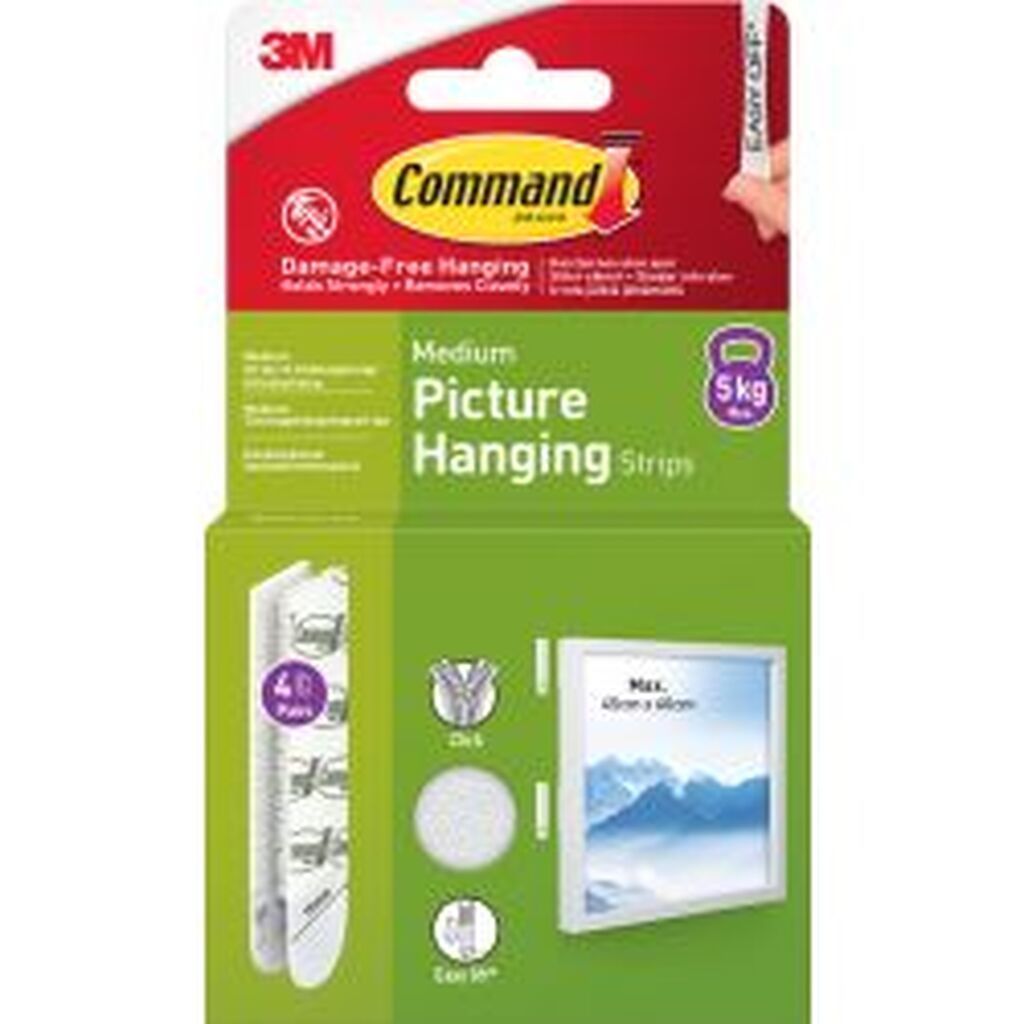 3M Command Strips White Medium 4 Sets