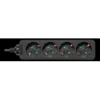 Deltaco Outlet 4xcee 7/3 1xcee 7/7 3m Black - Stikdåse