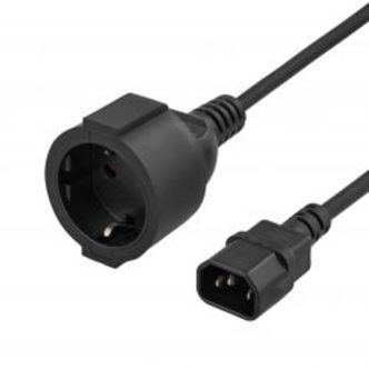 Deltaco Power Adapter, Iec C14 Male To Cee 7/4 (schuko) Female, 1m