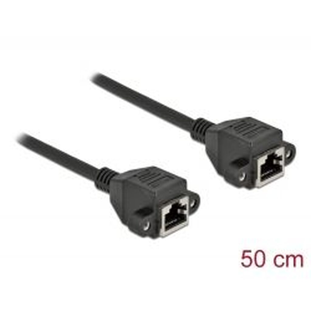 Delock Extension S/ftp Rj45 Jack To Rj45 Jack Cat.6a 50 Cm Black