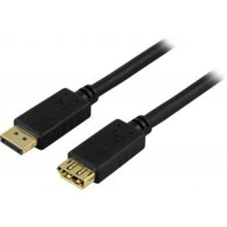Deltaco Displayport Extension Cable, 20-pin Male - Male, 1m, Black