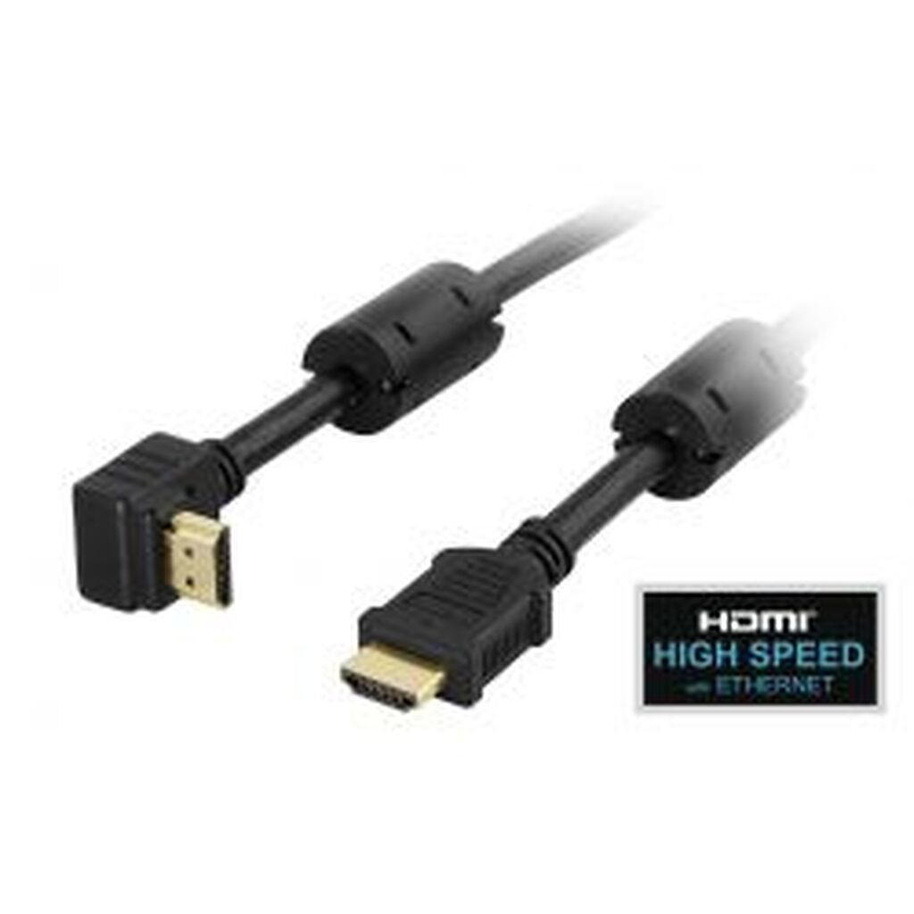 Deltaco Angled Hdmi Cable, Hdmi High Speed Ethernet, 0.5m, Black
