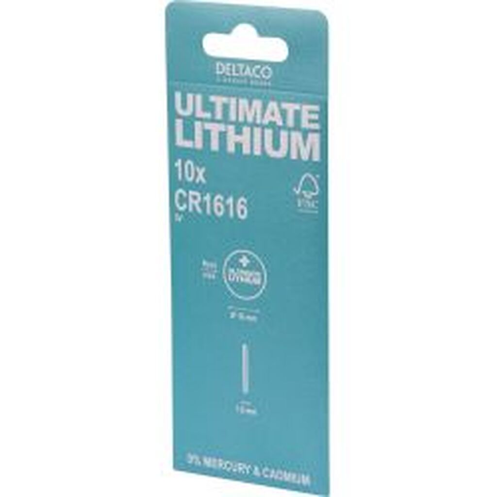 Deltaco Ultimate Lithium Battery, 3v, Cr1616 Button Cell, 10-pack