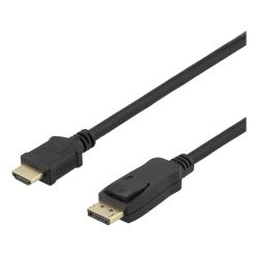 Deltaco Dp - Hdmi Cable, 10m, 3840x2160 At 30hz, 10.8gb/s, Black
