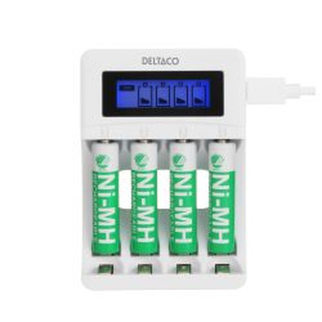 Deltaco Ultimate Ni-mh Usb Charger With 4 X Aaa Batteries - Oplader