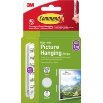3M Command Strips White Narrow 4 Sets