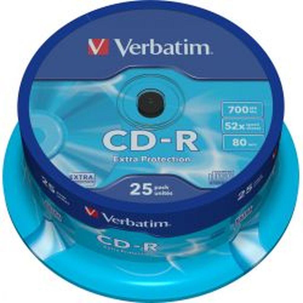 Verbatim Cd-r, 52x, 700 Mb/80 Min, 25-pack, Spindel, Extra Protection