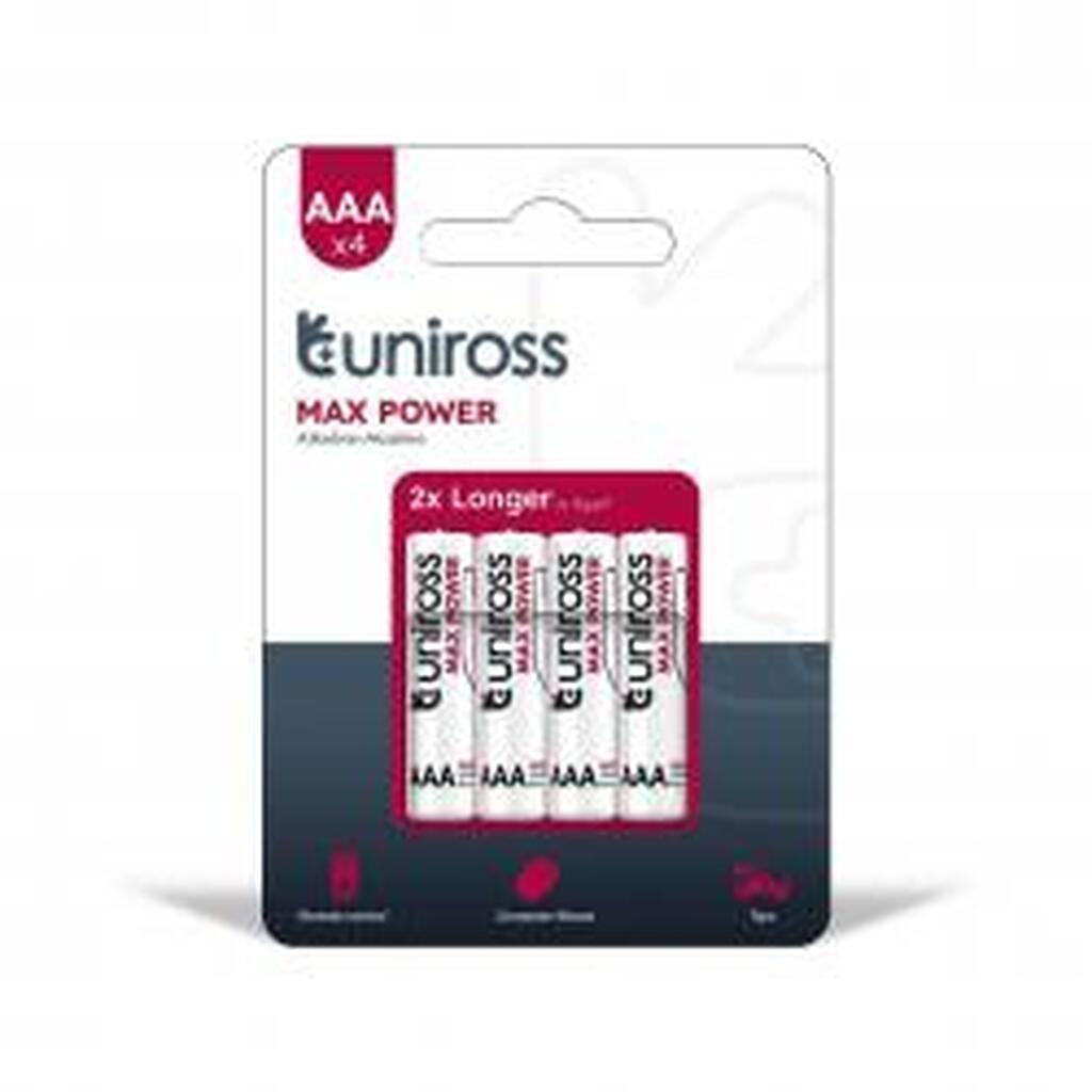 Uniross Max Power Alkaline AAA 1,5V - 4 stk. - Batteri