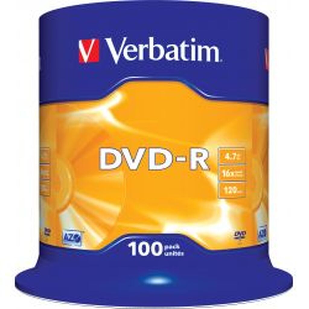 Verbatim Dvd-r, 16x, 4.7 Gb/120 Min, 100-pack Spindel, Azo