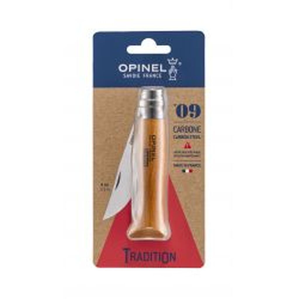 Opinel NÂ°9 Carbon Steel 9,0 Cm. Bøg Blister - Kniv