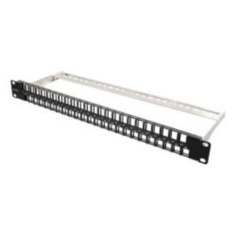 Deltaco 19 Keystone Patch Panel, 48 Ports, 1u, Metal, Black