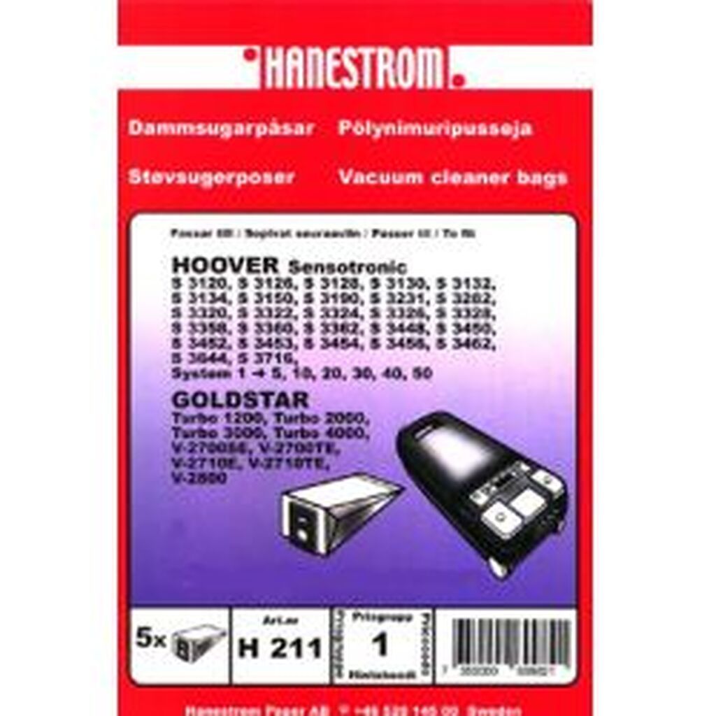Hanestroem Dammsugarpåsar Hoover Sensotronic 5p