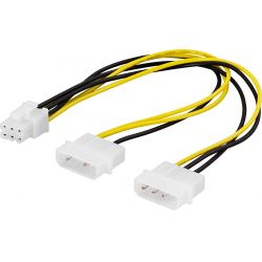 Deltaco Adapter Cable 2x4-pin To 6-pin Pci-express, 25cm