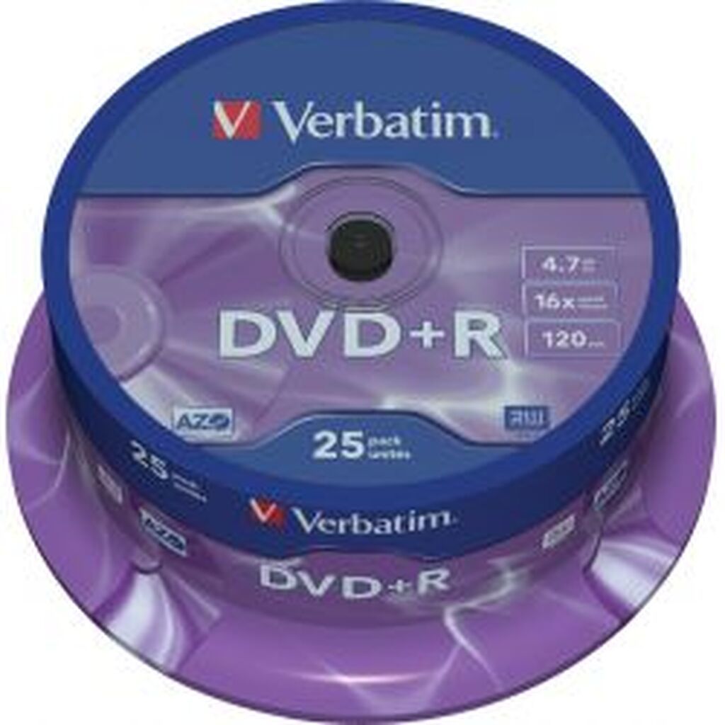 Verbatim Dvd+r, 16x, 4.7 Gb/120 Min, 25-pack Spindel, Azo
