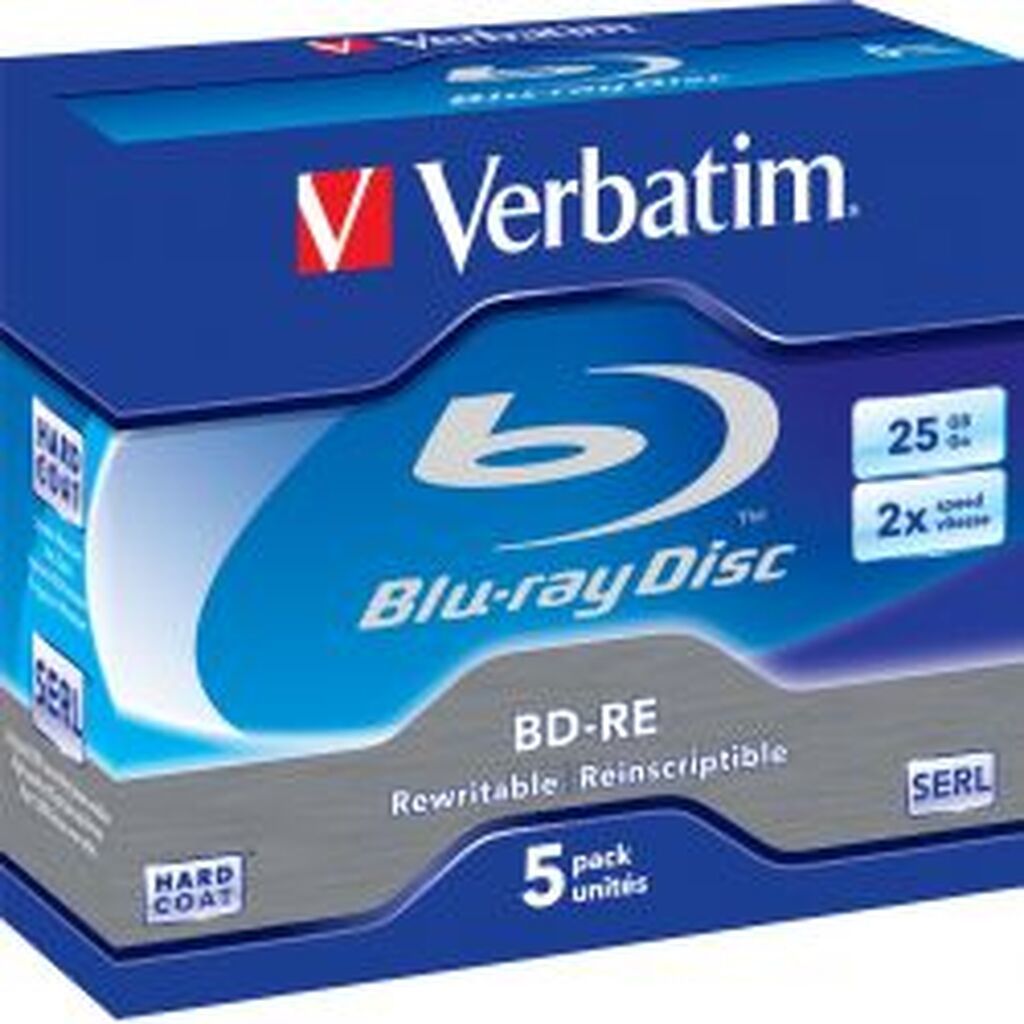 Verbatim Bd-re, 2x, 25 Gb/200 Min, 5-pack Jewel Case Hard Coat Serl