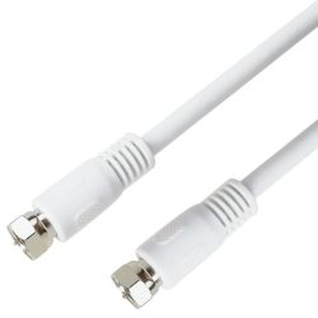 Deltaco Antenna Cable, F-connector, Class A+, 3m, White - Kabel