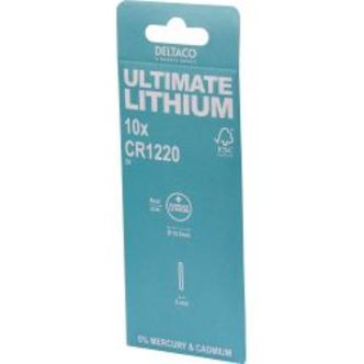 Deltaco Ultimate Lithium Battery, 3v, Cr1220 Button Cell, 10-pack