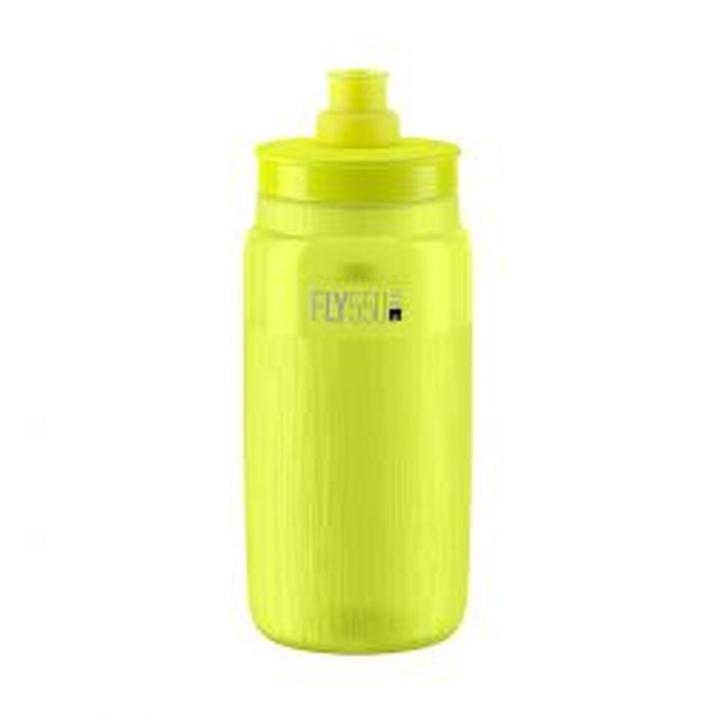Elite Bottle FLY TEX Yellow Fluo, Grey Logo 550ml - Drikkeflaske
