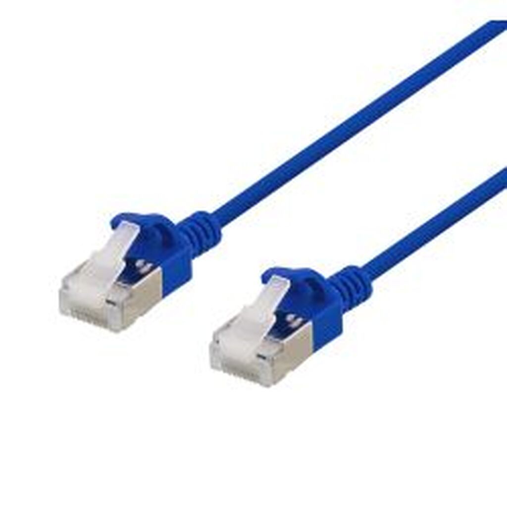 Deltaco U/ftp Cat6a Patch Cable, Slim, 3.8mm In Diameter, 0.5m, Blue