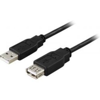 Deltaco Usb 2.0 Cable Type A Ma, Type A Fe 3m, Black