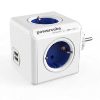 Powercube Allocacoc Extended 4 Udtag, 2 Usb, Blå - Stikdåse