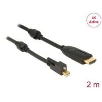 Delock Mini Dp 1.2 Male With Screw &gt; Hdmi Male 4k Active Black 2 M