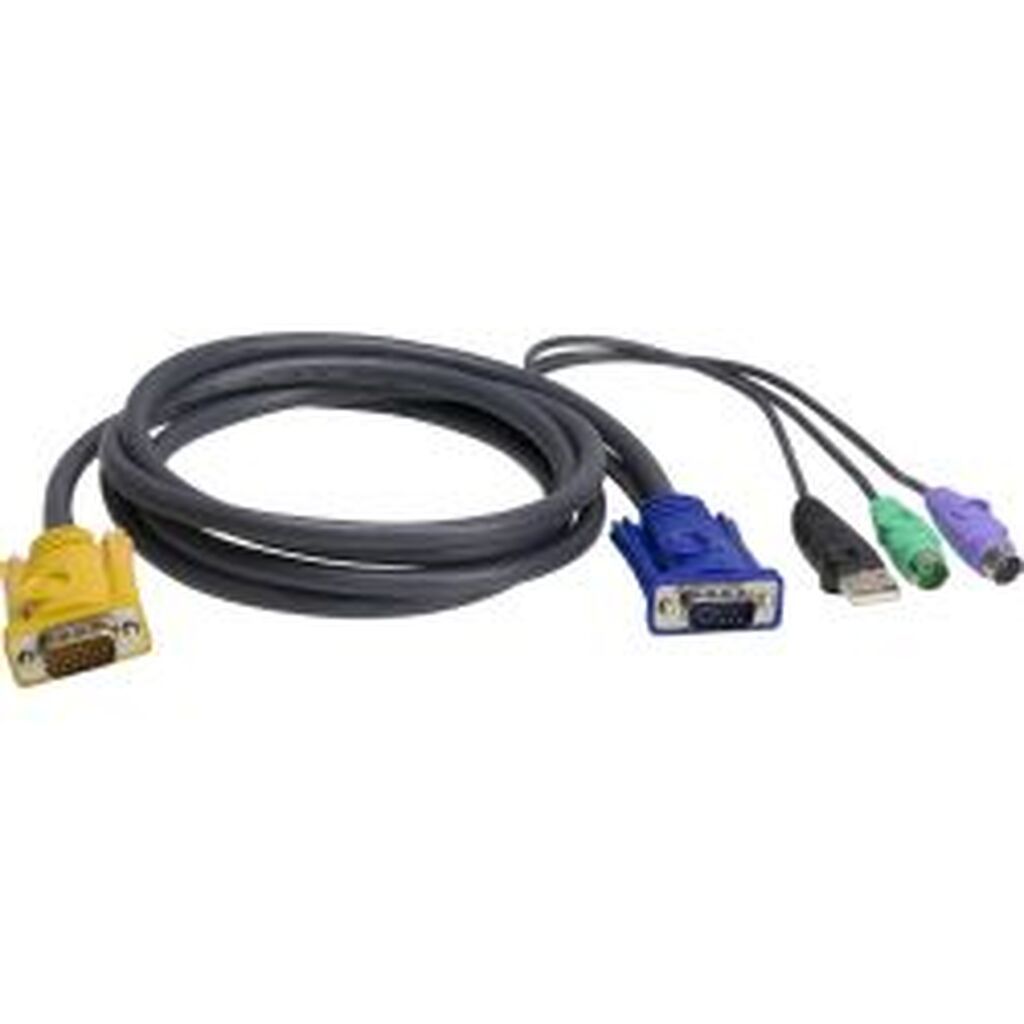 Aten Kvm Cable Sphd15ma/2x3.5mm 1xusb A Ma/2xps/2 Ma/hd15ma 3m