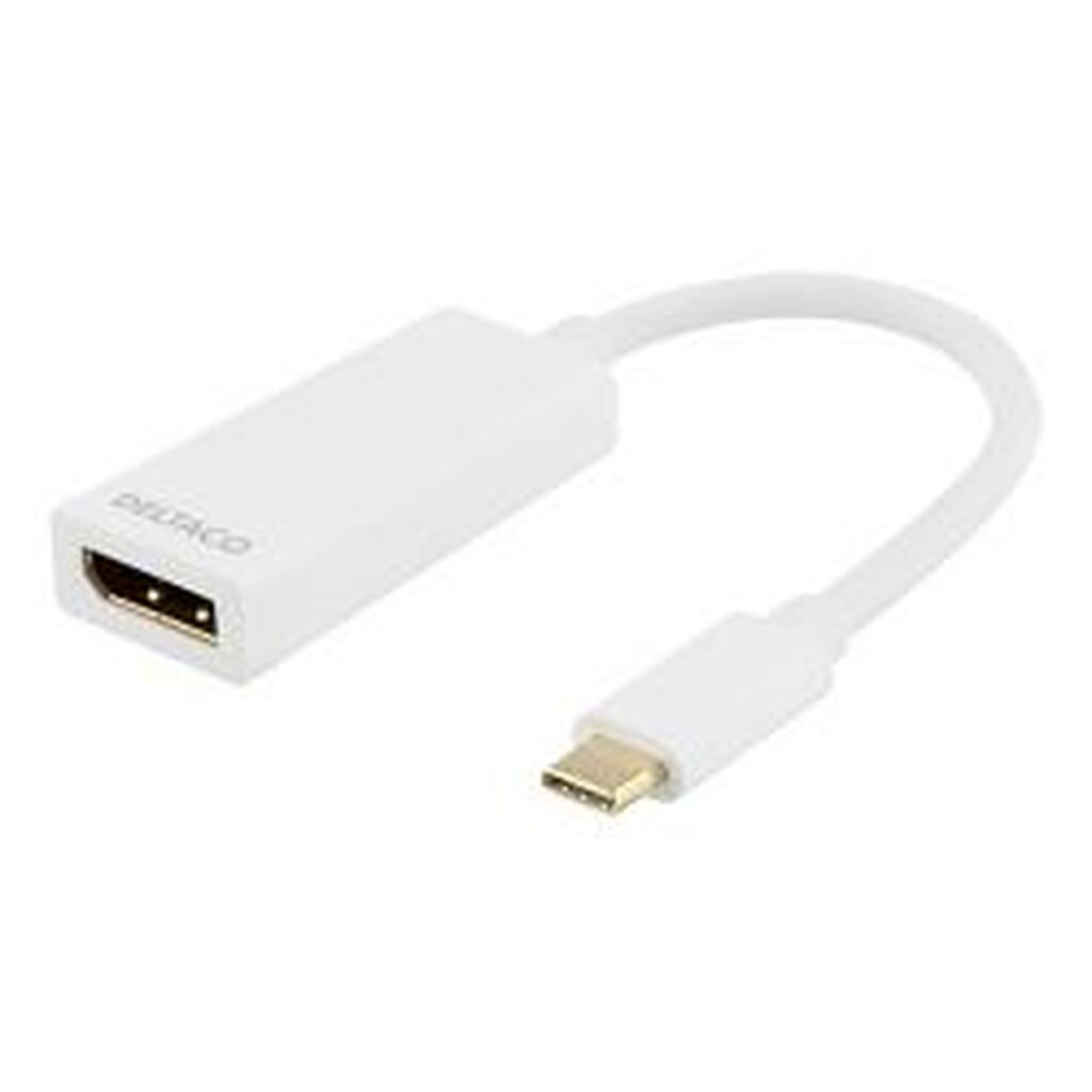 Deltaco Usb 3.1&gt;displayport Adapter Usb C Displayprt 19pin Uhd White - Adapter