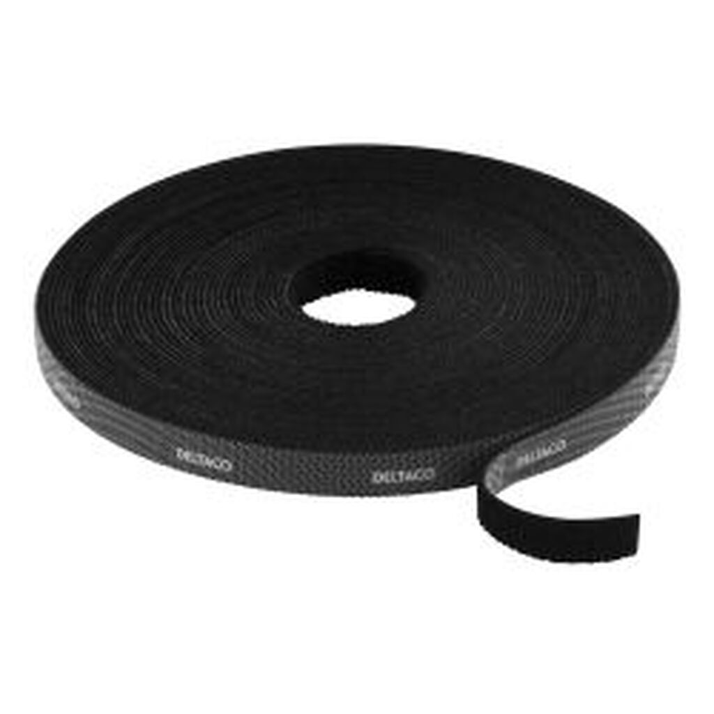 Deltaco Hook And Loop Fastener Cable Ties, Width 9mm, 10m, Black