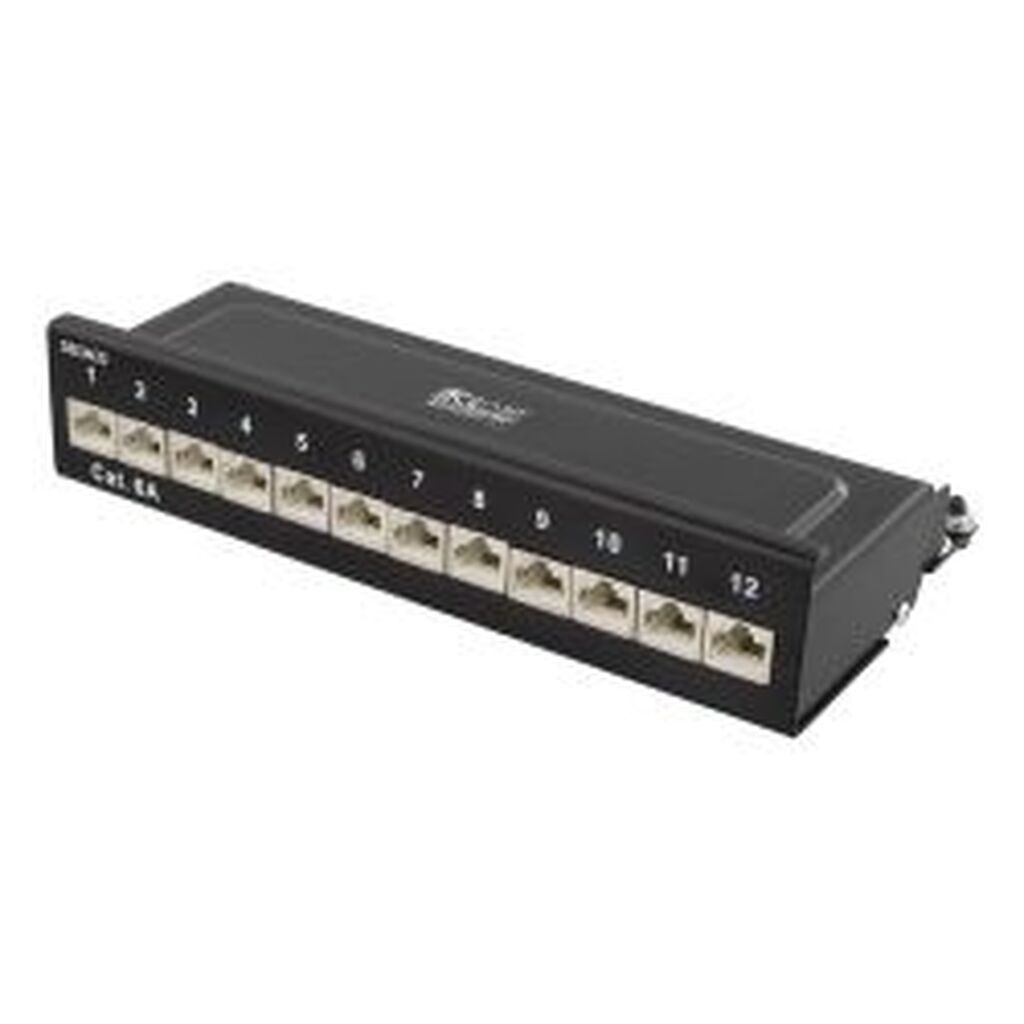 Deltaco Patch Panel, 12xrj45, Cat6a, Wall-mountable, Metal, Black