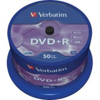 Verbatim Dvd+r, 16x, 4.7 Gb/120 Min, 50-pack Spindel, Azo