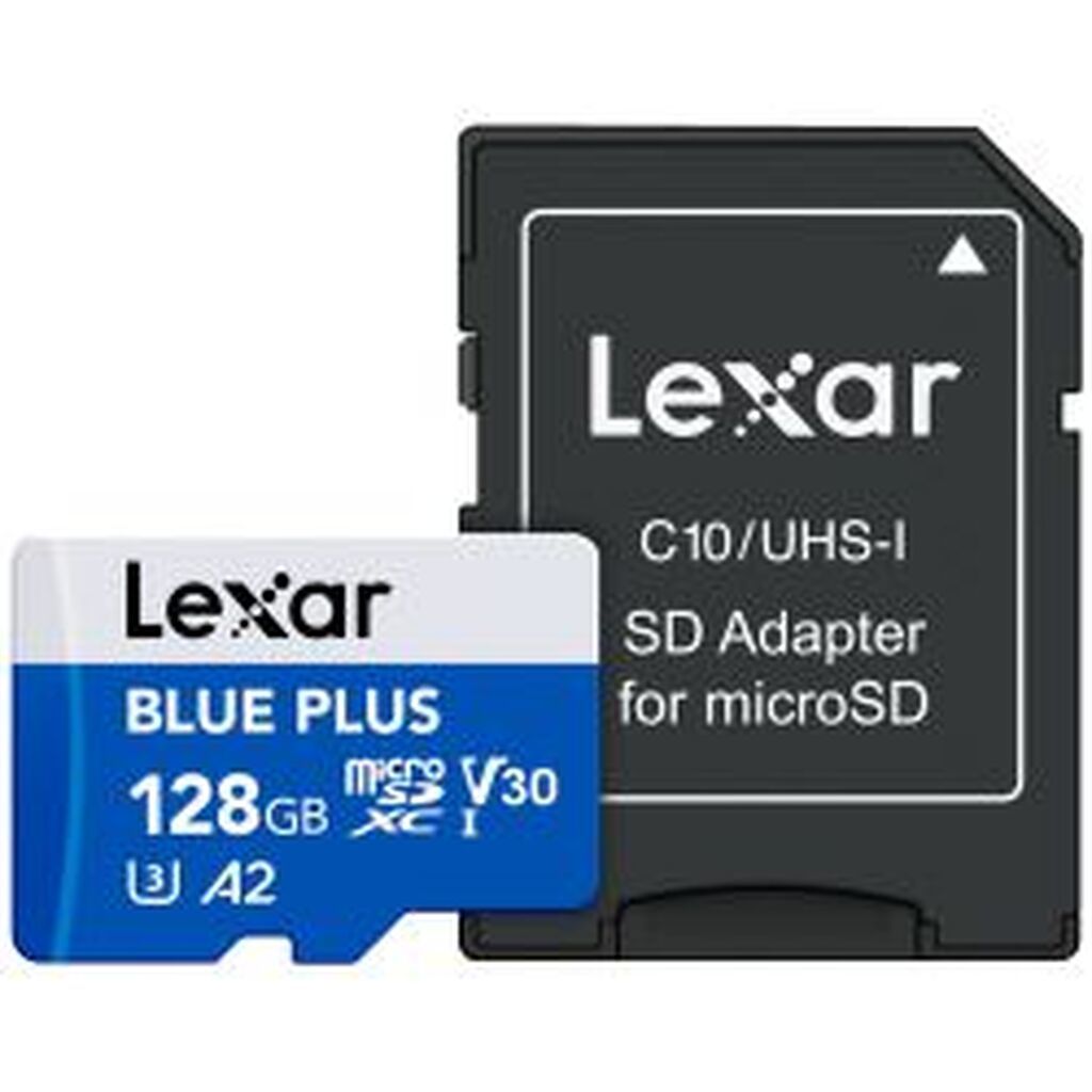 Lexar microSDHC Blue Plus UHS-I with SD adapter, up to 170MB/s read C10/A2/U3 (V30) 128GB