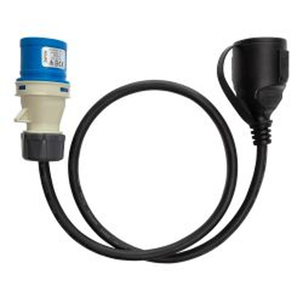 Deltaco Cee Plug 1-phase 16a - Schuko 7/3 Socket, 1m, Blk - Ledning