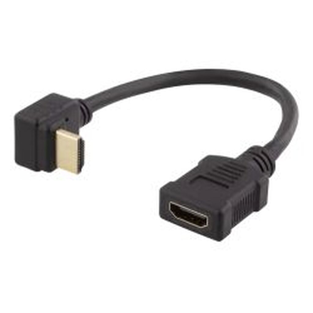 Deltaco Flexible Hdmi Adapter, 0.2m, Right-down, Hdmi M/f, Uhd, Blac - Adapter