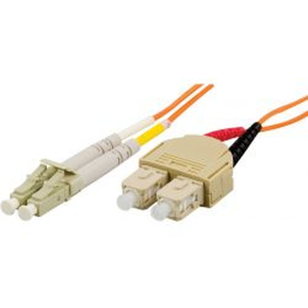 Deltaco Om1 Fiber Cable, Lc - Sc, Duplex, Upc, 62,5/125, 0,5m, Or.