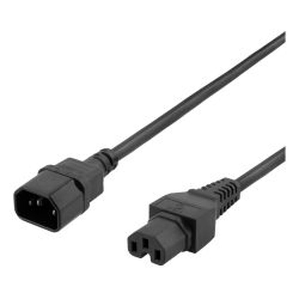 Deltaco 2m Earthed Cable Iec 6320 C15, Iec 6320 C14, 250v/10a, Black