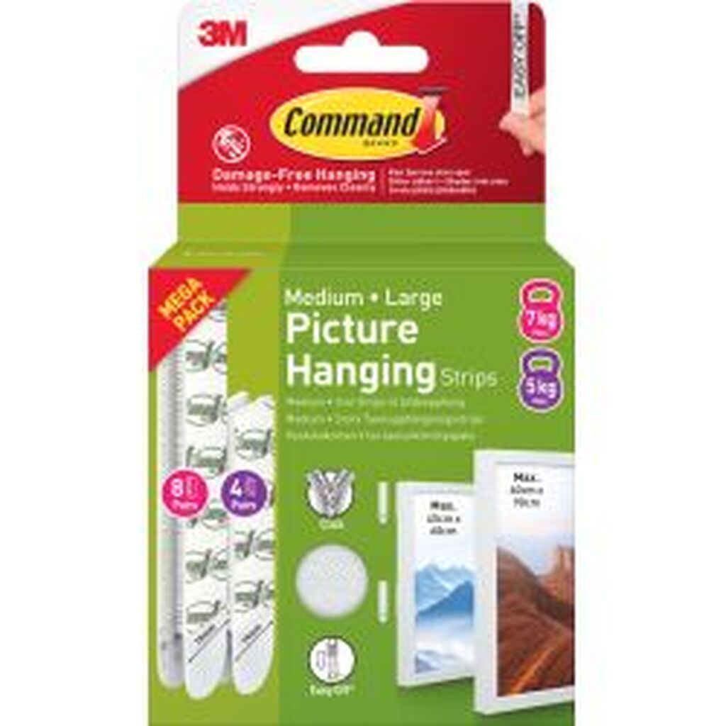 3M Command Strips V-Pack White 4 Sets M + 8 Sets