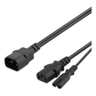 Deltaco Y-splitter Power Cord C14 To C13+c7, 0.5m, Black